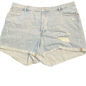 Old Navy high waisted button fly OG straight jeans shorts.  24 Plus. Distressed